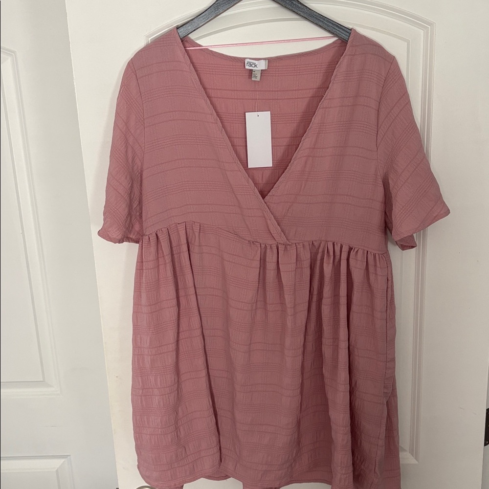 Pink V-Neck Mini Dress